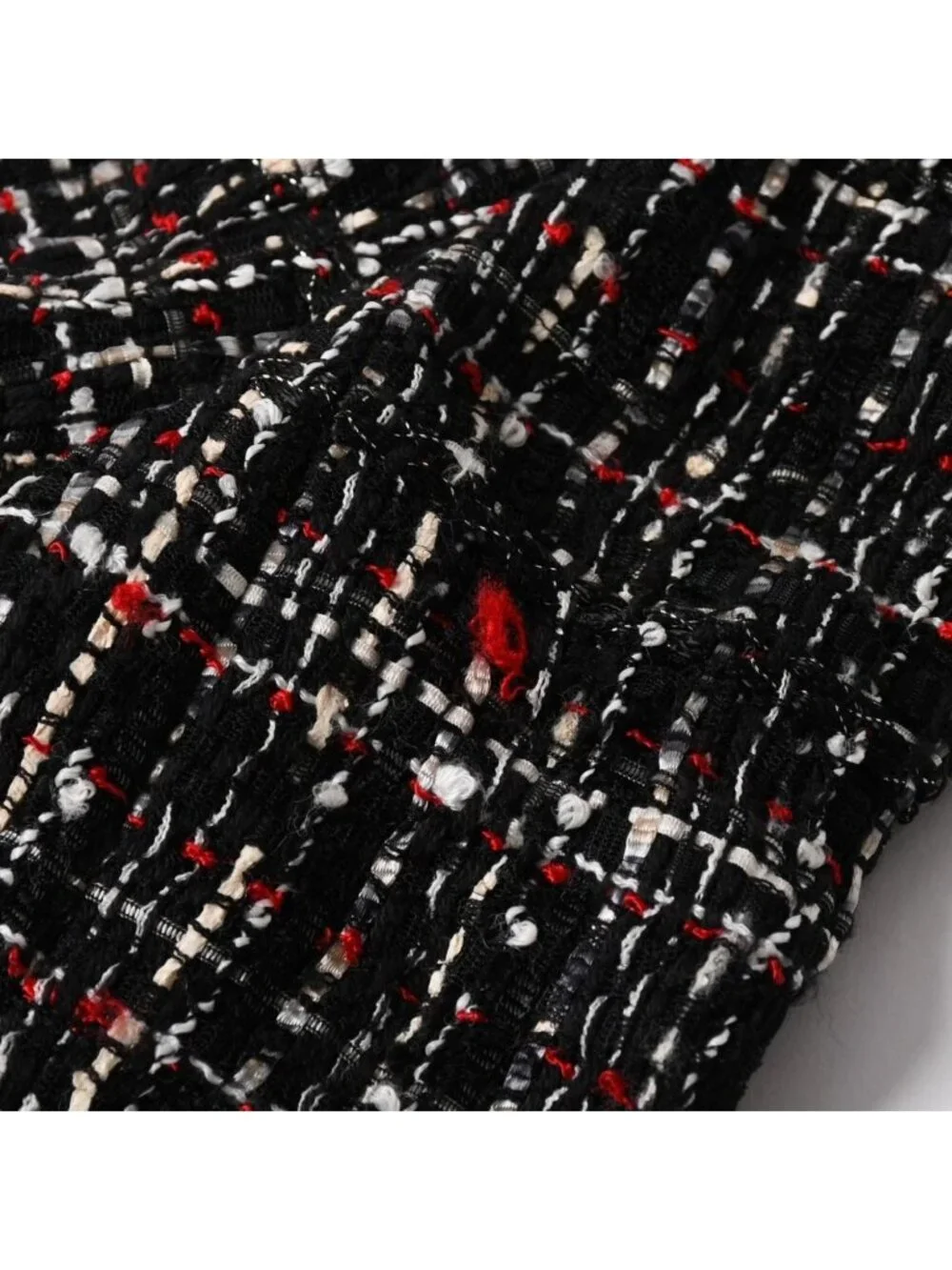 Chanel Tweed Jacket CC Logo Black Red White